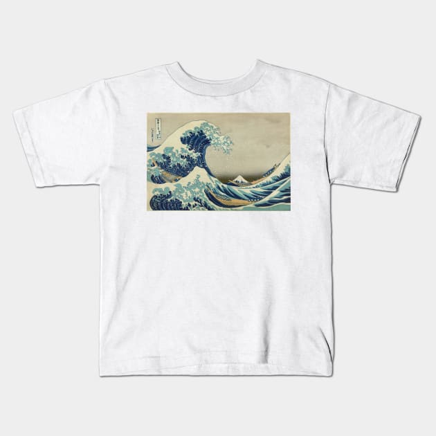 The Classic Japanese Great Wave off Kanagawa by Hokusai Kids T-Shirt by podartist